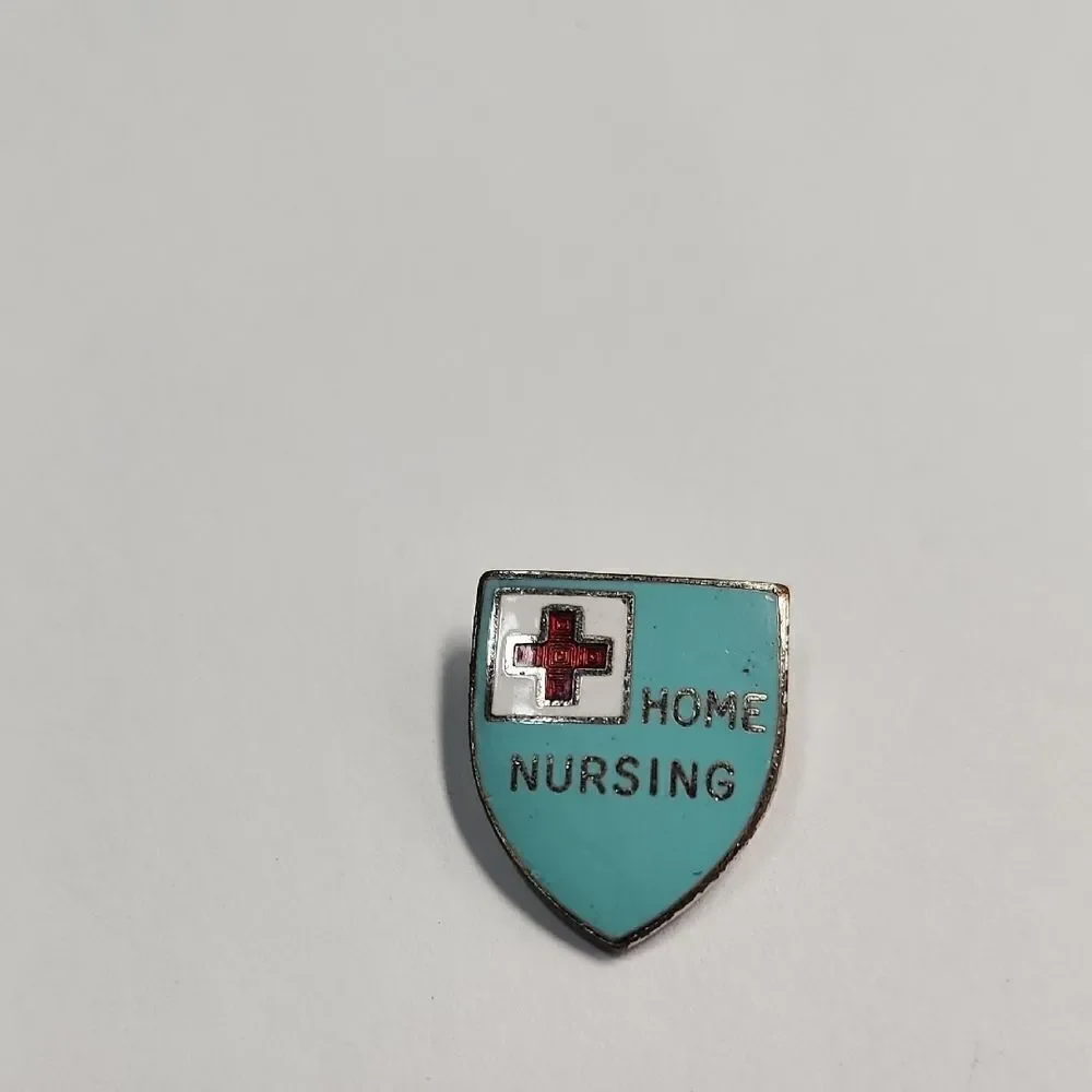 Vintage American Red Cross Home Nursing Lapel Scrubs Jacket Hat Pin